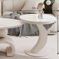 Table basse ovale en pierre frittée de style italien pour petits appartements, design moderne de luxe léger, convertible Tenghang KFZ-035