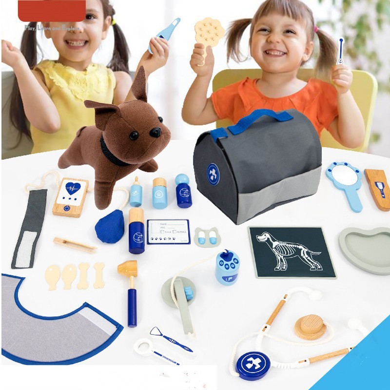Ensemble vétérinaire pour animaux de compagnie (bleu) version complète