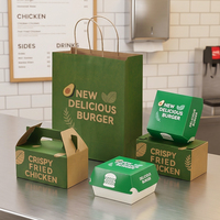 Boîte d'emballage en papier de qualité alimentaire, écologique, recyclable, avec logo personnalisé, pour emporter des hamburgers, des frites, des plats frits
