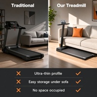 Tapis de marche compact sous le bureau, pliable, avec accoudoirs et télécommande, capacité 100 kg, pour fitness cardio en intérieur