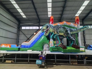 Joyrise JC-40 Jurassic Thế Giới 3D T-Rex 33ft PVC Lâu Đài Bơm Hơi Trẻ em' Lớn Khủng Long Nhà Bị Trả Lại Có Thể Tháo Rời Trượt Hồ Bơi 500Kg - Product Image 2