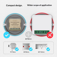 Mini-interrupteur intelligent WiFi Smart Life Graffiti pour maison connectée, contrôle à distance via application Android, fonction de minuterie marche/arrêt, module compact IPS