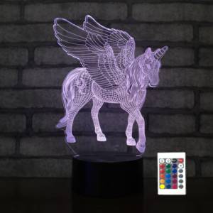Unicorn với Wing Shape <span class=keywords><strong>3D</strong></span> LED ánh sáng ban đêm trẻ em Quà tặng đèn điều khiển từ xa LED ba chiều đèn ABS 3AA pin trường hợp quà tặng đèn - Product Image 6