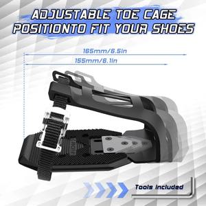 Pedales de Bicicleta BUCKLOS con Clip para los Dedos y Correas de 155/165 mm para Bicicleta de <span class=keywords><strong>Spinning</strong></span> Indoor <span class=keywords><strong>Peloton</strong></span> y Ciclismo MTB - Product Image 5