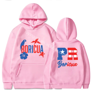 Sweat-shirt à capuche unisexe en polyester avec drapeau de Porto Rico, fierté portoricaine, imprimé personnalisé, décontracté - Product Image 4