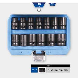 BRILLIANT TOOLS - BT022620 Jeu de douilles hexagonales à impact court de 1/2 ''(13 pièces) -EAN 4042146869628 IMPACT SOCKETS ET ACCESSOIRES - Product Image 2