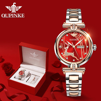 Oupinke jam tangan wanita Analog tali otomatis besi tahan karat mekanis otomatis produksi pabrik kustom oem 3180