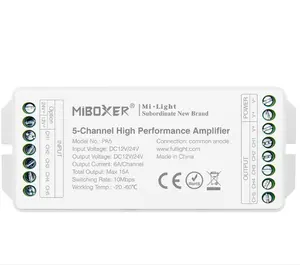 Miboxer amplificador rgbcct de led, amplificador de DC12V-24V com 5 canais, alto desempenho, faixa led forrgb + cct pa5 com controle remoto 6a/channel 15a