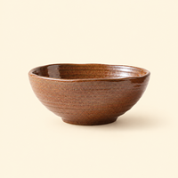 Bol en céramique rustique fait main avec une riche glaçure marron pour le ramen, les pâtes, les salades, le riz et les soupes, parfait pour les repas à la maison