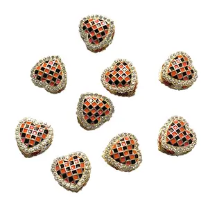 סדרת חרוזי נפאל תעשייה כבדה אפרסק בצורת לב מרובע בעבודת יד חומר עשה זאת בעצמך שחור ולבן אביזרי סריג רופפים