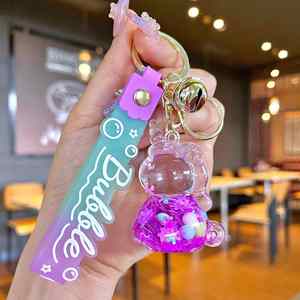 Creative Oil <b>Bubble</b> Bead Unicorn Quicksand Bottle Keychain Cartoon <b>Floating</b> Liquid Key Chain - Product Image 3
