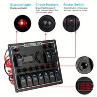 Panneau de commutation à bascule LED 12V/24V 10 gangues 15A pour voiture, bateau, camping-car, avec double contrôle de puissance, étanche et protection contre les surcharges