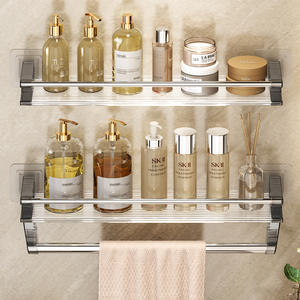 Étagère de salle de bain rectangulaire légère de luxe à fixation par ventouse, en acrylique durable, pour l'organisation des cosmétiques - Product Image 2