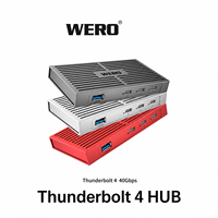 Hub Thunderbolt 4 2023 40Gbps Pengisian Daya PD 90W 3x Port TB4 40Gbps Tipe C 10Gbps 135W DC Bertenaga Aluminium Pendingin Pasif