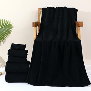 Toalla negra al por mayor para salón de barbería, toalla de algodón para peluquería, logotipo bordado personalizado, toalla para el pelo de spa de belleza - Product Image 3