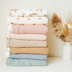 2 Layers Newborn Wrap Baby Unisex <strong>Super</strong> Nursery Double <strong>Crib</strong> Printing Solid Soft Swaddles Wrap Muslin Cotton Fleece Blanket - Product Image 1