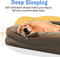 Grand lit orthopédique pour chien imperméable avec rebord 360° en mousse alvéolée, canapé douillet pour animaux, lavable, pour détaillants et usines sur mesure