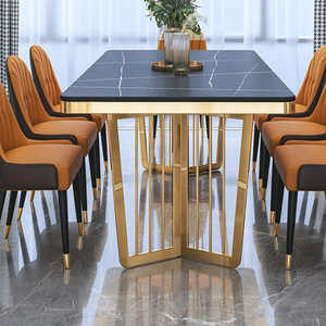 ชุดโต๊ะอาหาร6เก้าอี้พร้อมเฟอร์นิเจอร์ห้องรับประทานอาหารขาเหล็กคาร์บอน - Product Image 4