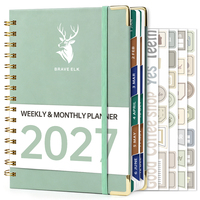 Planificador Diario y Mensual 2027 PRO Gold, Cubierta de Papel con Doble Espiral, Calendario, Organizador de Proyectos, Control de Gastos, Regalo, A5