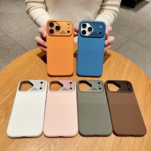 Custodia Protettiva Antiscivolo in Silicone Premium Effetto Pelle Colore Puro Anti-Caduta con Cornice Lente per iPhone 17 Pro 16 Pro Max - Product Image 1