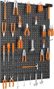 Kit d'organisation d'outils moderne avec panneau perforé, en métal noir, comprenant un système <span class=keywords><strong>de</strong></span> <span class=keywords><strong>rangement</strong></span> d'outils pour <span class=keywords><strong>garage</strong></span> mural, crochets pour salle <span class=keywords><strong>de</strong></span> bain - Product Image 3