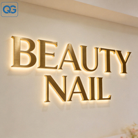 Letrero LED Personalizado con Logotipo 3D para Empresas, Letrero Luminoso con Retroiluminación LED, Letrero Iluminado de Acrílico y Metal Dorado