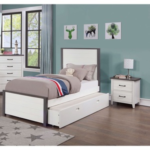 White Nightstand <b>2</b> <b>Drawer</b> Gray Top Solid Wood Bedside Table Two Tone Finish - Product Image 4