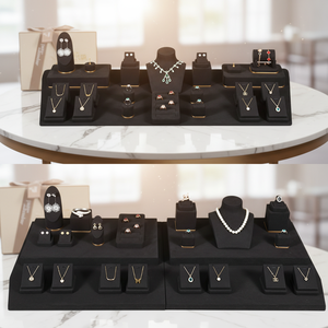 New Jewelry Window Display Set <b>Earrings</b> Necklace Props Black Microfiber Counter Jewelry Display Stand Necklace Display - Product Image 1
