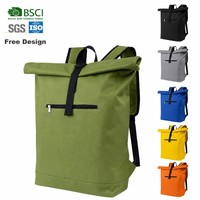 Sac à dos à enroulement personnalisé avec logo, réglable, respirant, pour l'extérieur, avec poche zippée pour un accès rapide, unisexe, pour les employés de bureau et les étudiants