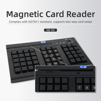 Teclado POS Mecánico de Plástico Programable USB 2.0 KB-50 con Lector de Tarjetas Magnéticas, Teclas Multicapa, Resistente al Polvo y al Agua