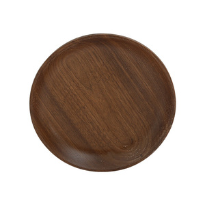 <b>Black</b> Walnut Wood Round <b>Plate</b> Set 3Pcs For Snacks Party Hotel Use - Product Image 5