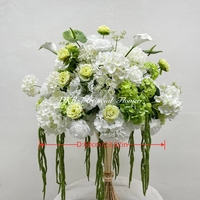 Arrangement floral en boule blanc et vert DKB 60 cm, fleurs artificielles de calla pour centre de table de mariage, boule de fleurs pour décoration de fête nuptiale