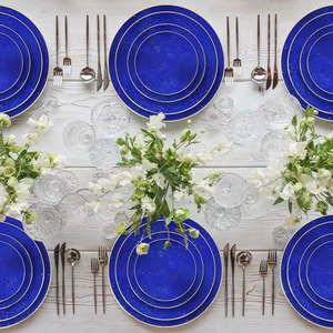 <span class=keywords><strong>Royal</strong></span> <span class=keywords><strong>Albert</strong></span> Blue Starry Sky Bone China Juegos de utensilios de cocina Decoración de mesa de Navidad Cena grabada elegante Eventos al aire libre Fiestas - Product Image 6