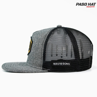 Gorra Trucker de Malla de Sarga de 5 Paneles con Logotipo Personalizado al por Mayor, Parche Bordado 3D, Visera Plana, Estilo Urbano, Gorra Snapback