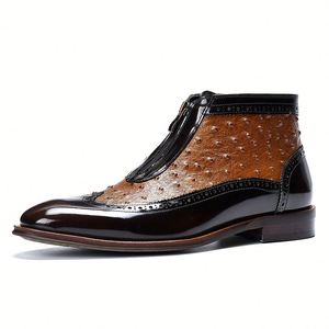 Nouvelles bottes de style automne pour hommes, bottes hautes avec motif crocodile, cuir, bottes en cuir formelles pour hommes - Product Image 5
