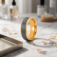 Bague de mariage pour homme en tantale pur de 7 mm avec placage en or jaune 18 carats gris naturel