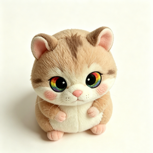 Hamster de peluche con ojos arcoíris personalizados, lindo peluche de hamster, juguete de peluche de hamster, peluche de hamster beige esponjoso - Product Image 2