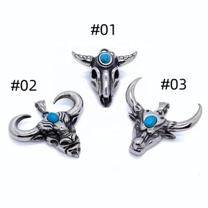 Colgante Punk de Cuerno Largo de Vaca de Acero Inoxidable Estilo Clásico con Turquesa Azul, Amuleto de Collar de Estilo Personal, Joyería - Product Image 6