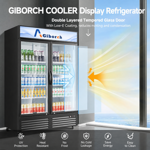 Réfrigérateur vertical pour boissons avec porte vitrée, refroidissement direct par air, pour supermarché - Product Image 3