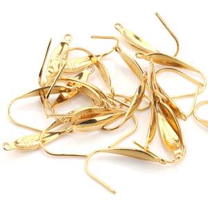 Ganchos para pendientes franceses chapados en oro, con forma de gota, accesorios de joyería para pendientes DIY, estilo coreano, acero color oro, patrón grabado H1038 - Product Image 1