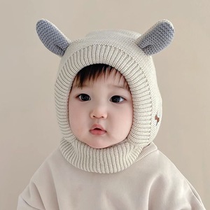 <span class=keywords><strong>Chapeau</strong></span> en tricot pour bébé garçon en velours d'<span class=keywords><strong>hiver</strong></span> épaissi avec oreilles de lapin, imprimé animal, spandex/coton jacquard, décoration à boutons - Product Image 1