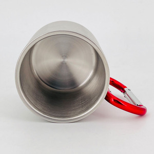Climbing Portable Stainless Steel Thermal Insulated 220/300ml Camping Mug <b>with</b> Handle Lid Outdoor Hiking Travel Carabiner <b>Cup</b> - Product Image 5