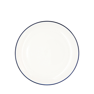 Piatto Piano Coupé 23 Cm Bianco con Bordo Blu - Product Image 1