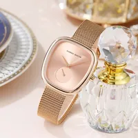 Montre à quartz pour femme Hannah Martin, design créatif à deux aiguilles, forme demi-baril, style européen et américain, résistante à l'eau, 1251