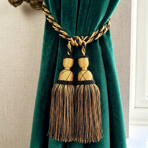 Golden Tassel <b>Curtain</b> Tieback with Black Accents Classic Style Traditional Design Elegant Decorative Accessories for Drapes - Product Image 1