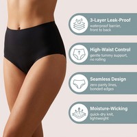 Braguitas Menstruales de Algodón Transpirable para Mujer, Ropa Interior Menstrual Orgánica a Prueba de Fugas, Antibacterianas, Sin Costuras, de Cintura Media