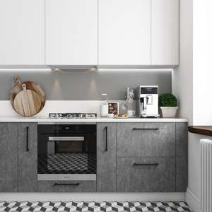 Cuisine moderne compacte tout-en-un, unités de garde-manger mobiles en 3 pièces, panneau de porte laqué, contreplaqué, appartements, robinet inclus - Product Image 5