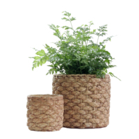 Pots de fleurs en ciment de style classique, forme cylindrique, design de tissage traditionnel, pour la décoration de jardin à domicile, pot rond décoratif