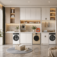 Meuble de rangement pour buanderie au design scandinave moderne, armoire personnalisée en bois pour lave-linge et sèche-linge, placard d'évier, pour balcon, utilitaire, hôtel