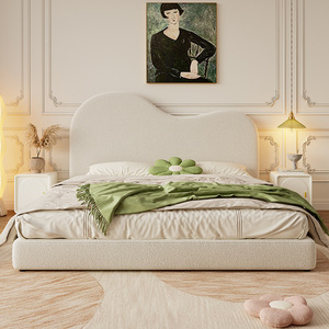 Moderno <span class=keywords><strong>Lettino</strong></span> per Bambini Morbido e Confortevole, Letto Imbottito in Tessuto con <span class=keywords><strong>Testiera</strong></span> a Forma di Collina Bianca - Product Image 3